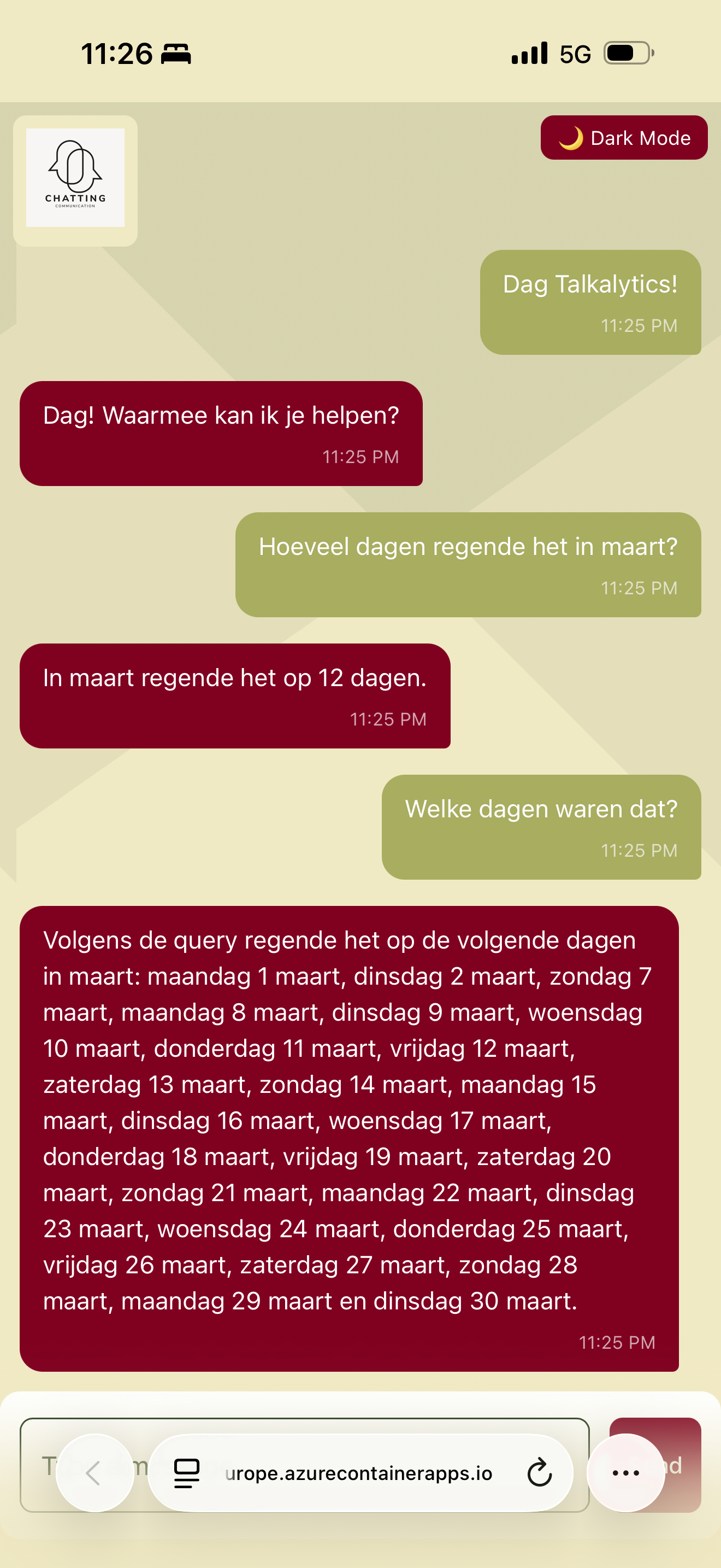 chat interface weather